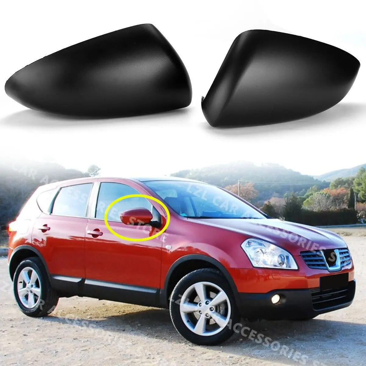 Coque de rétroviseur pour Nissan Qashqai 2007-2014, J10 Noir ou Gris