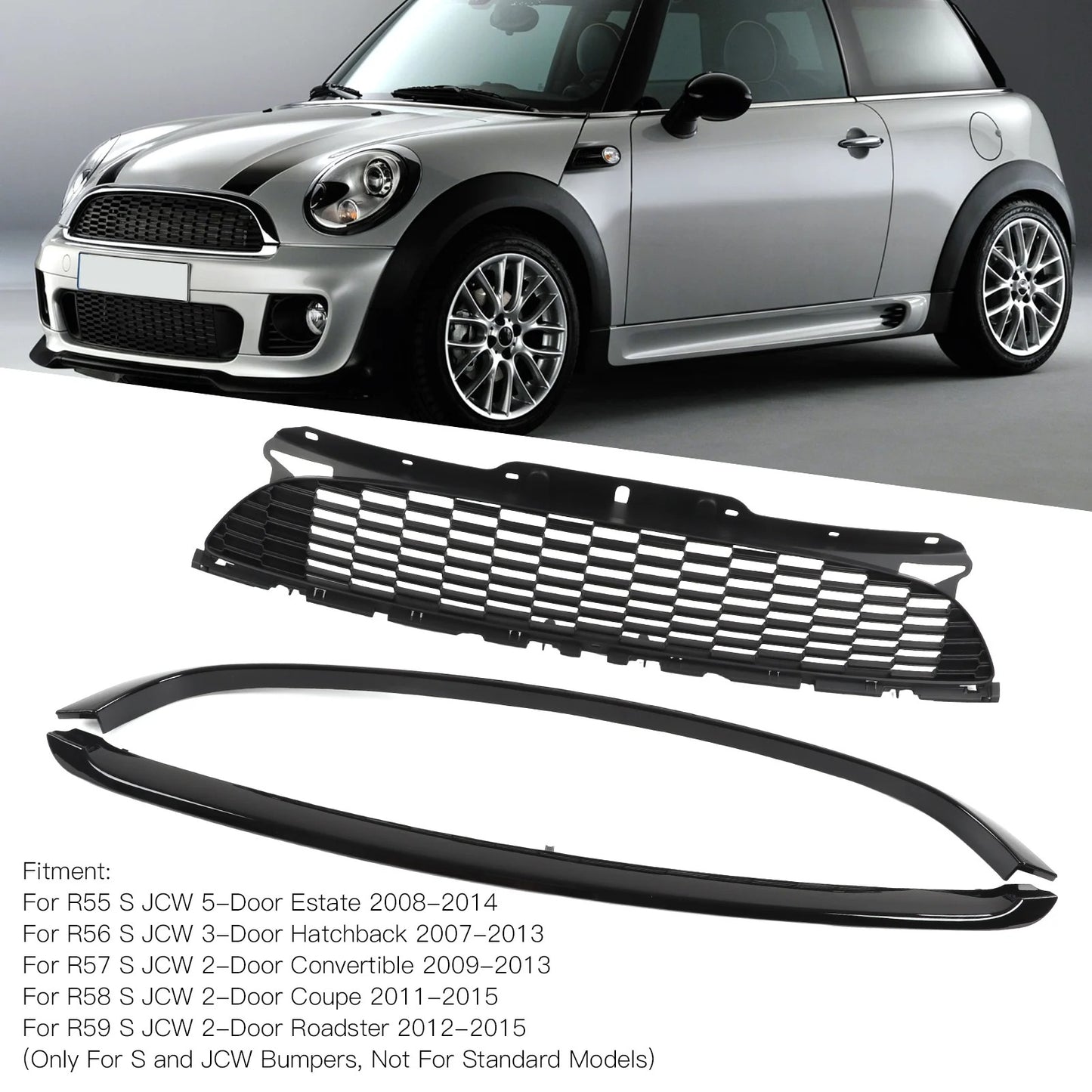 kit calandre noir brillant pour MINI R55, R56, R57, R58, R59 S, JCW