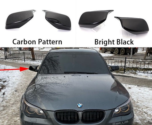 Coque de rétroviseur couleur CARBONE ou NOIR brillant pour BMW série 5 et série 6 E60 E61 E63 E64 520i 525i 528i 528xi 530i